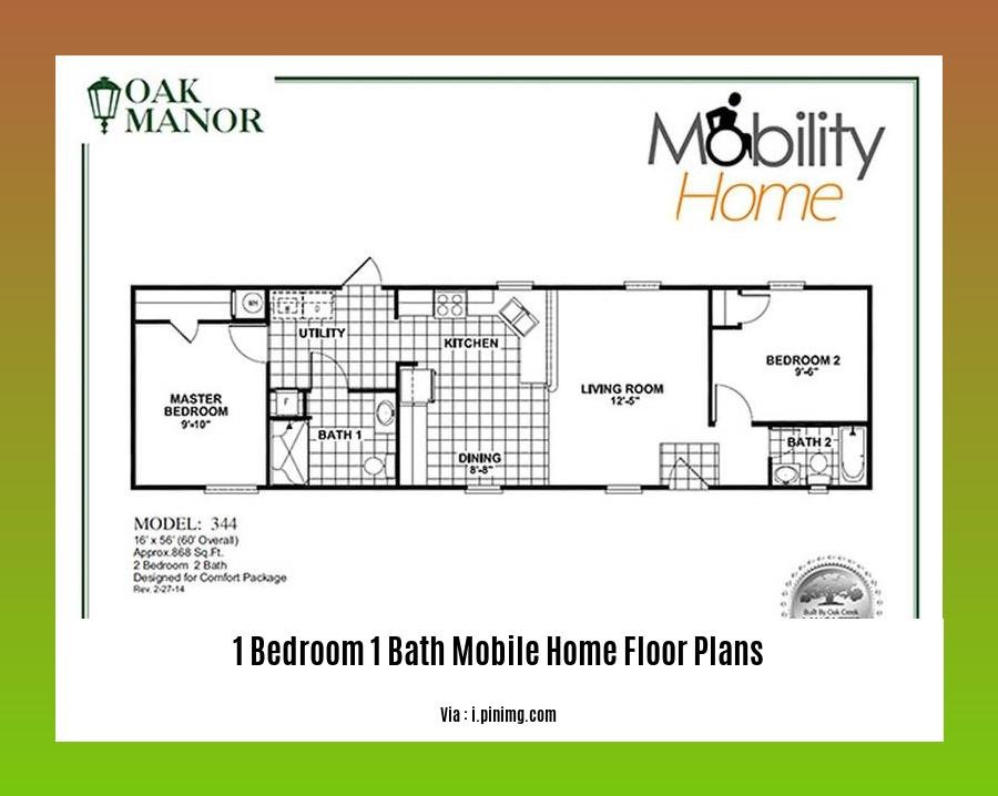 1 bedroom 1 bath mobile home floor plans