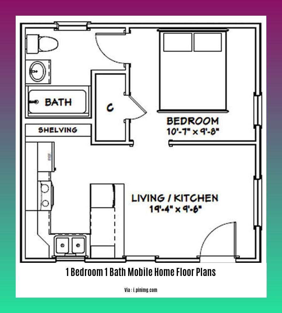 1 bedroom 1 bath mobile home floor plans