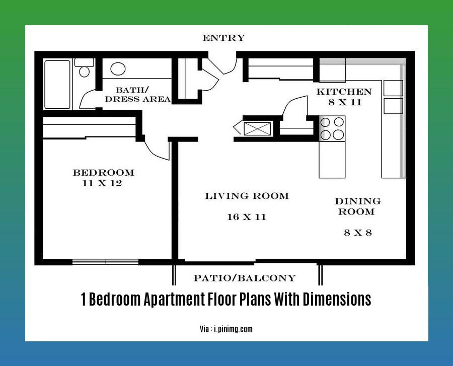 1 bedroom apartment floor plans with dimensions