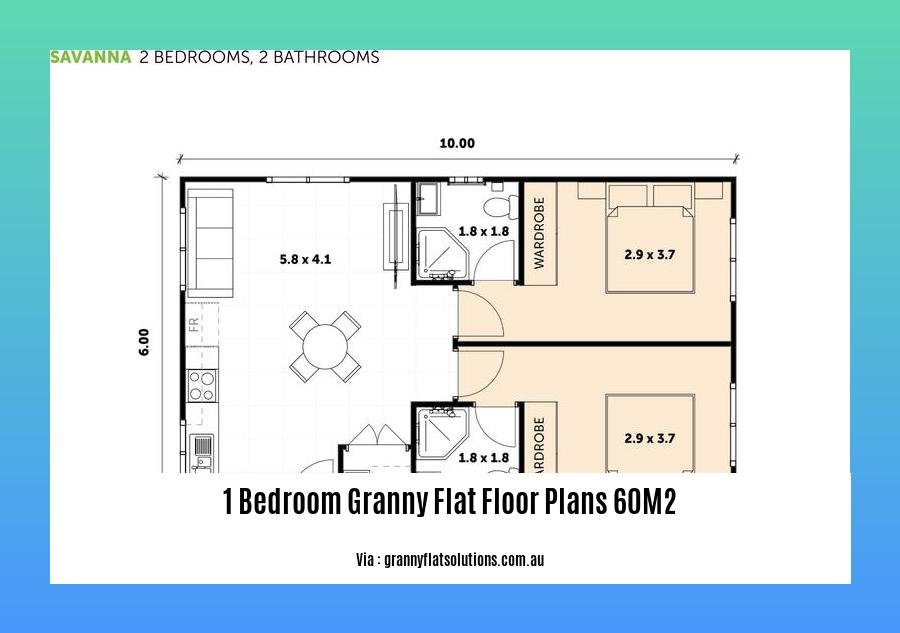 1 bedroom granny flat floor plans 60m2