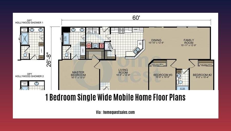 1 bedroom single wide mobile home floor plans