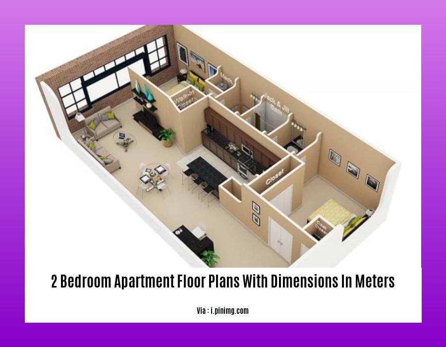 2 bedroom apartment floor plans with dimensions in meters