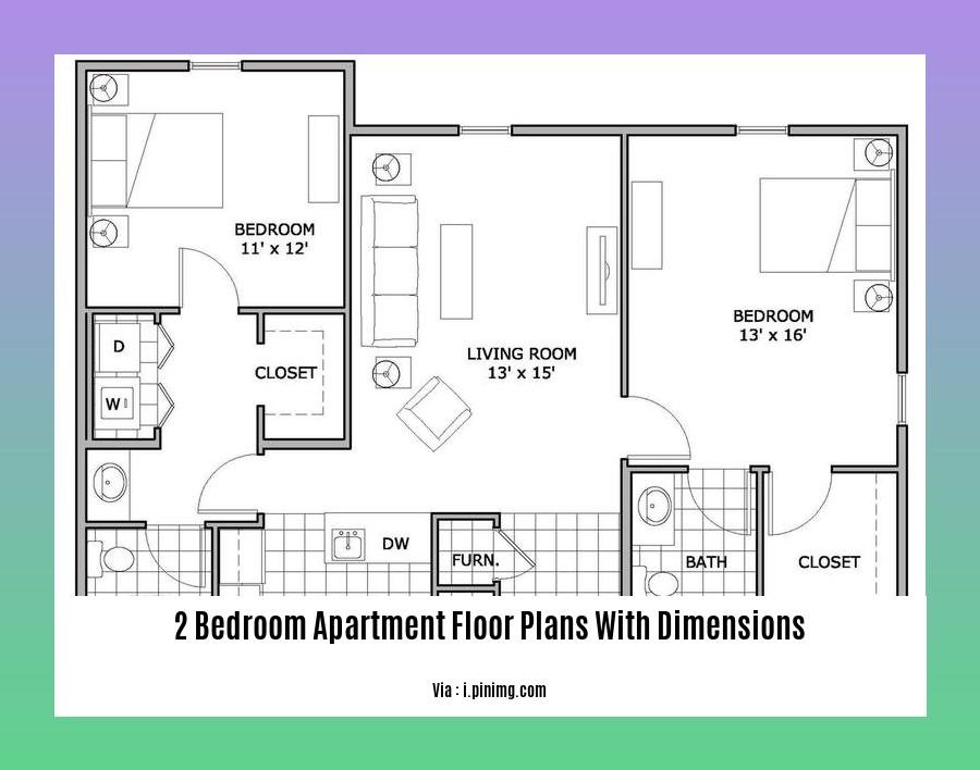 2 bedroom apartment floor plans with dimensions