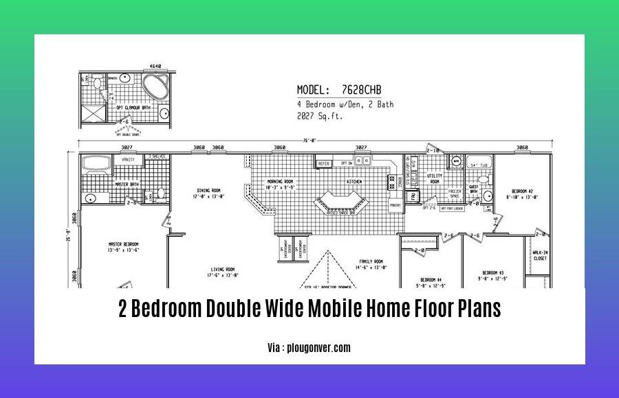 2 bedroom double wide mobile home floor plans