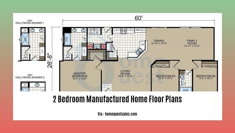 2 bedroom manufactured home floor plans