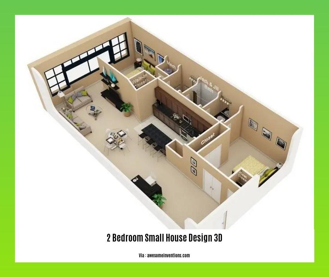 2 bedroom small house design 3d