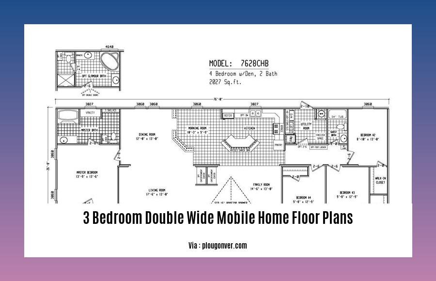 3 bedroom double wide mobile home floor plans