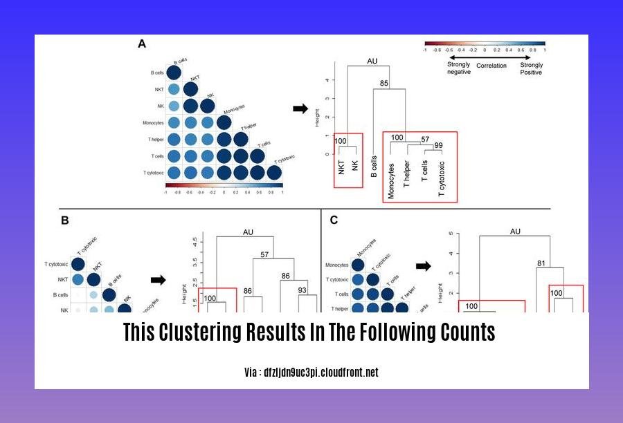 This clustering results in the following counts 