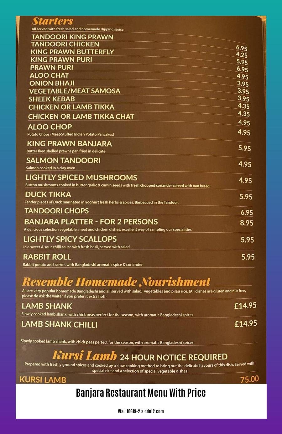 banjara restaurant menu with price