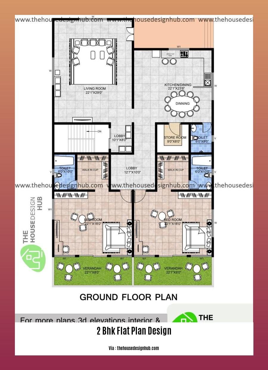 2 bhk flat plan design