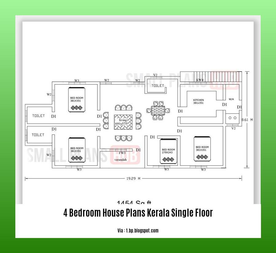 4 bedroom house plans kerala single floor