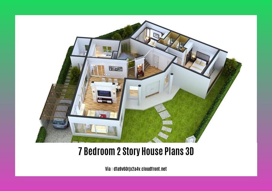 7 bedroom 2 story house plans 3d