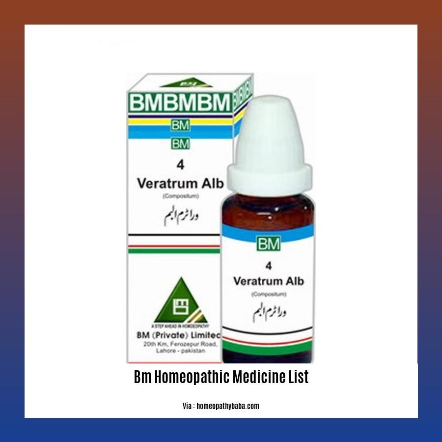 bm homeopathic medicine list