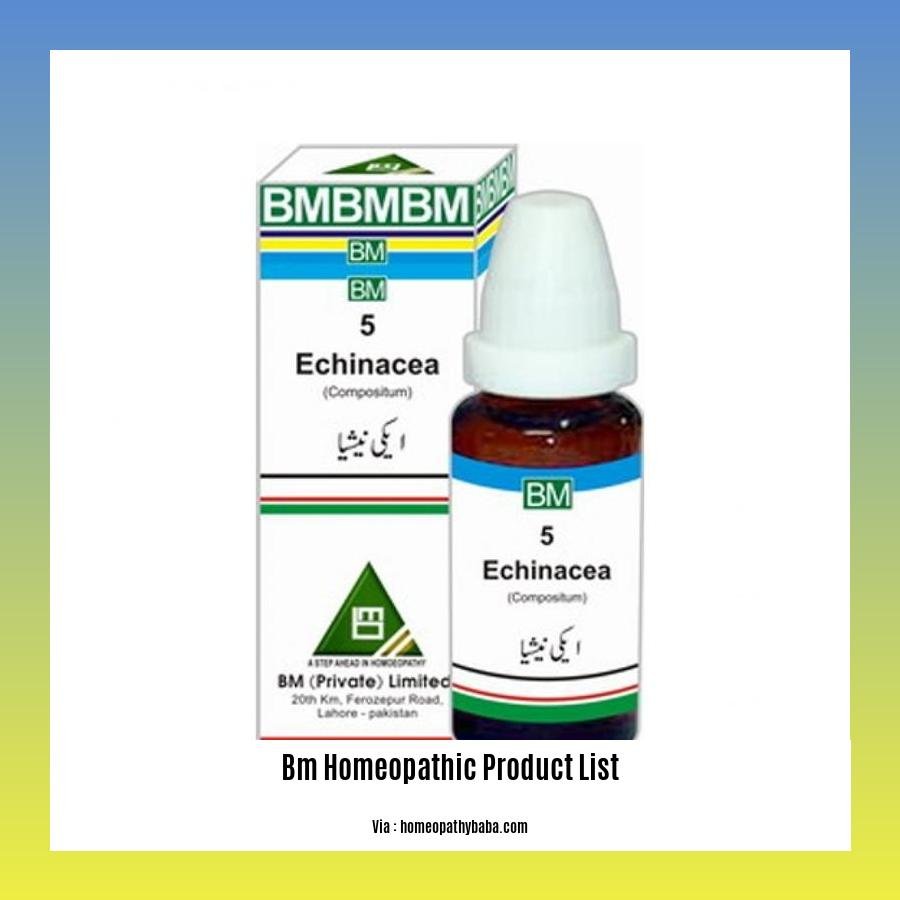 bm homeopathic product list