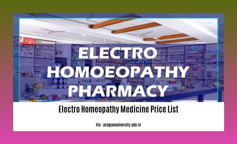 electro homeopathy medicine price list