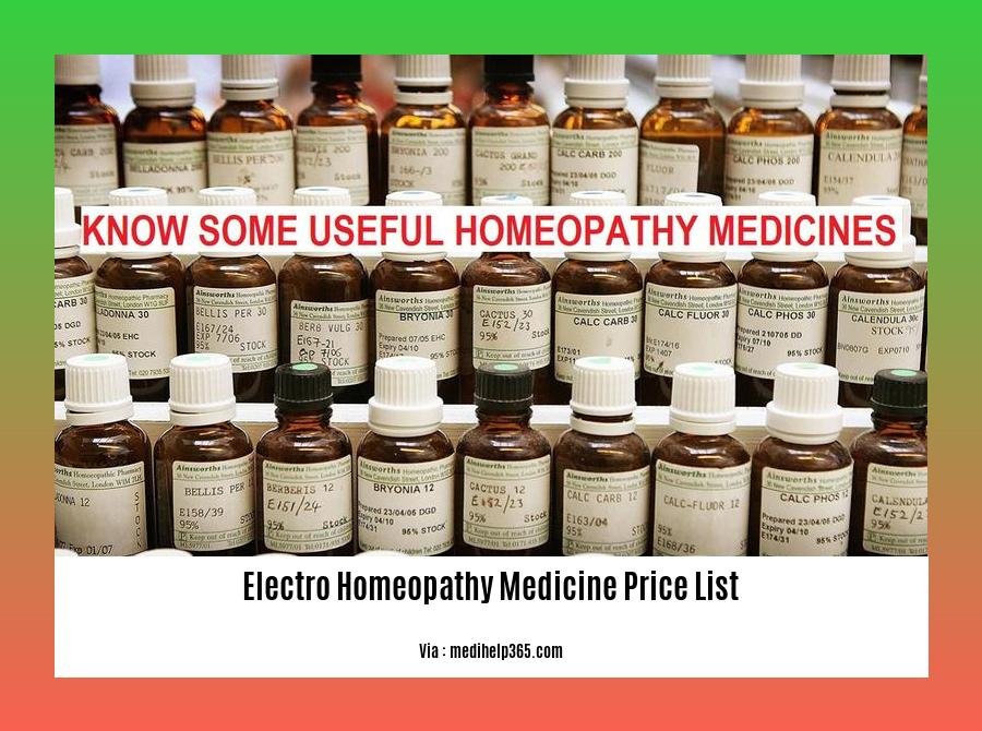 electro homeopathy medicine price list