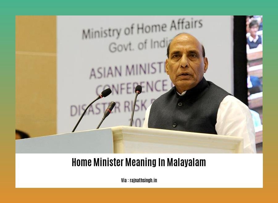 home minister meaning in malayalam