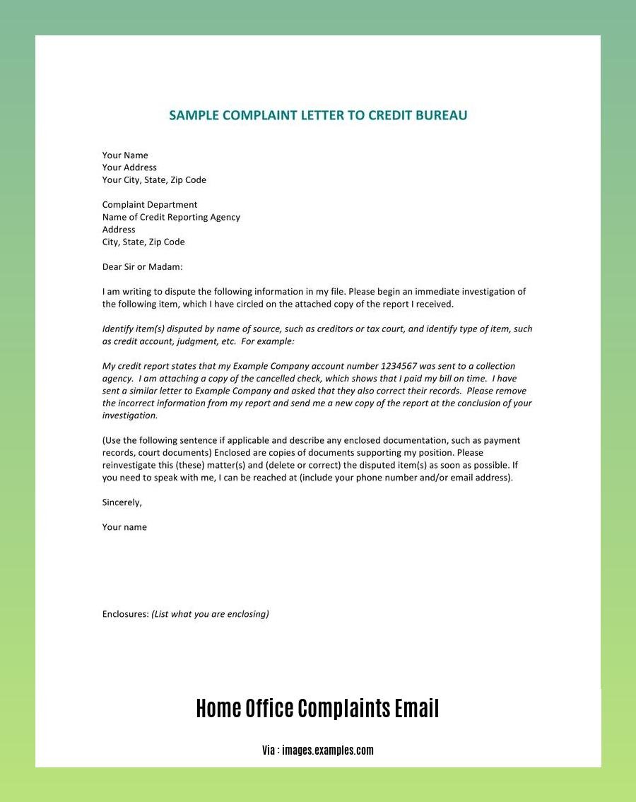 home office complaints email