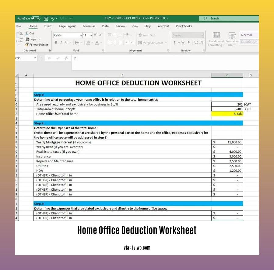 home office deduction worksheet