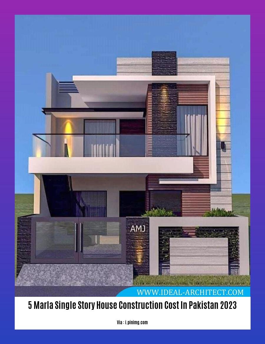 5 marla single story house construction cost in pakistan 2023