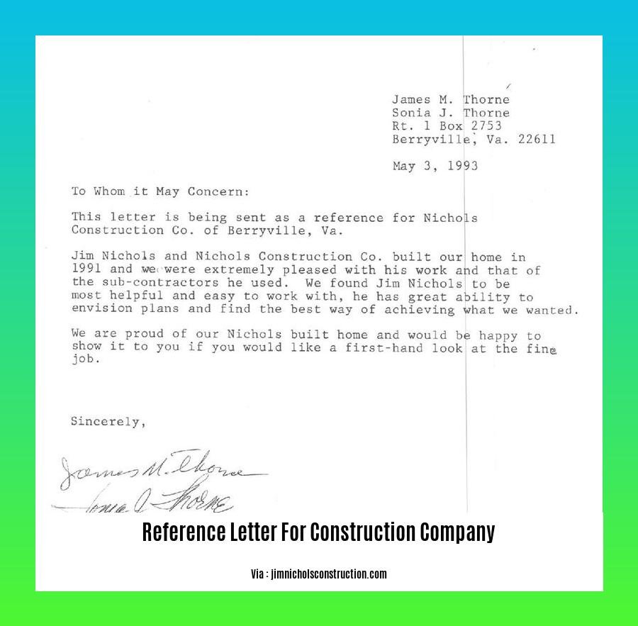 reference letter for construction company