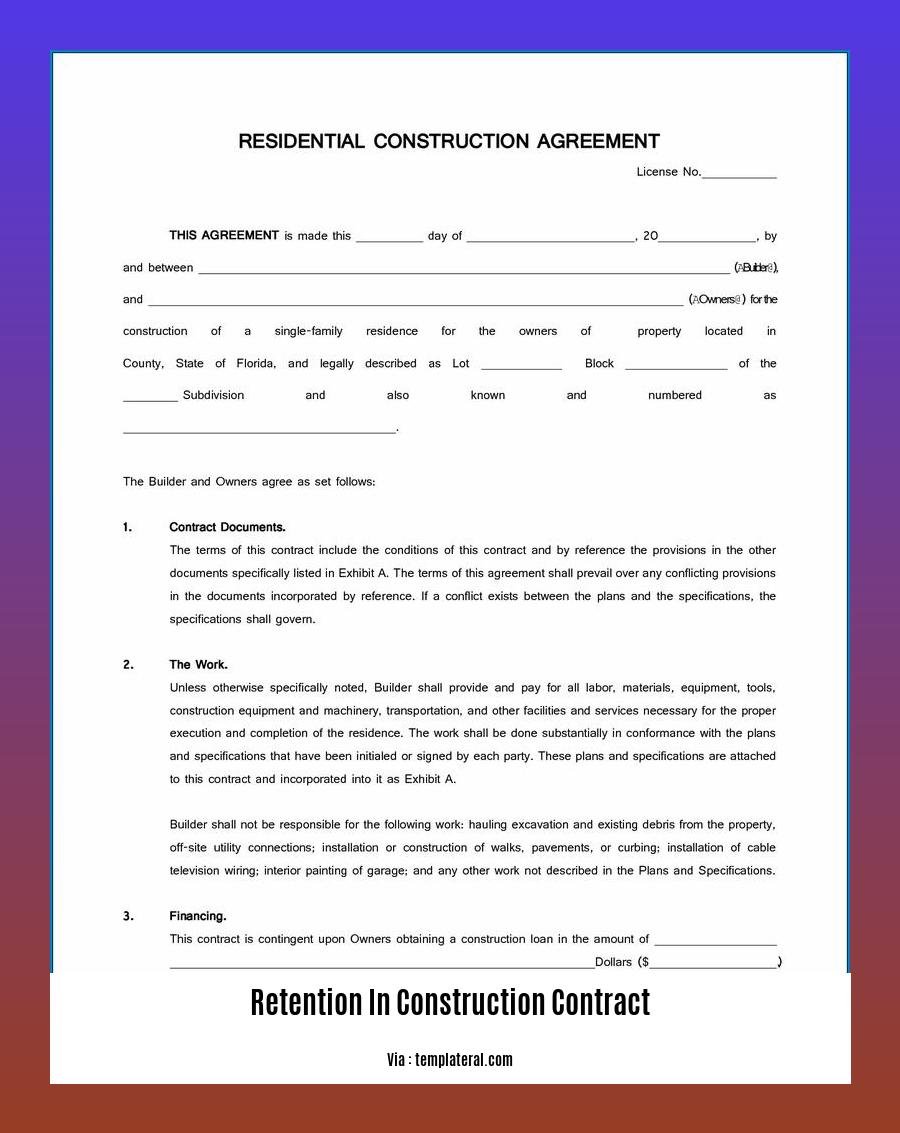 retention in construction contract
