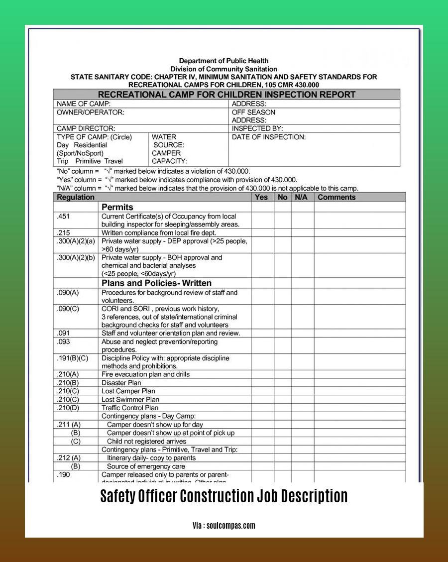 safety officer construction job description
