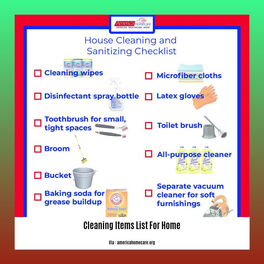 cleaning items list for home