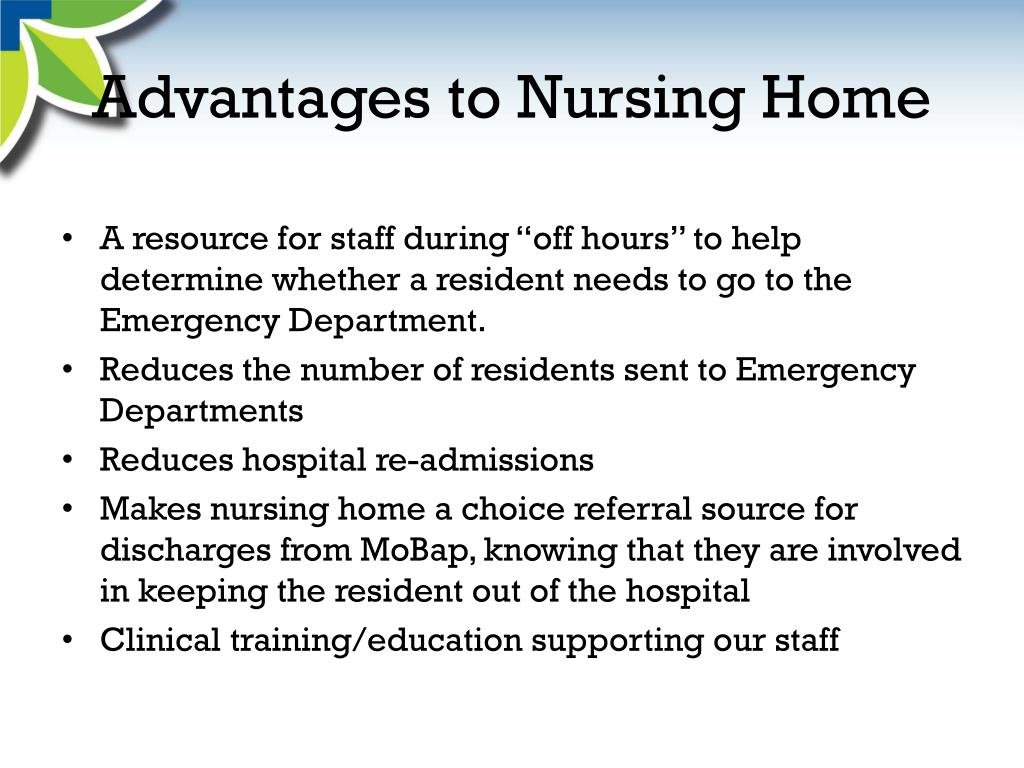 advantages of nursing homes