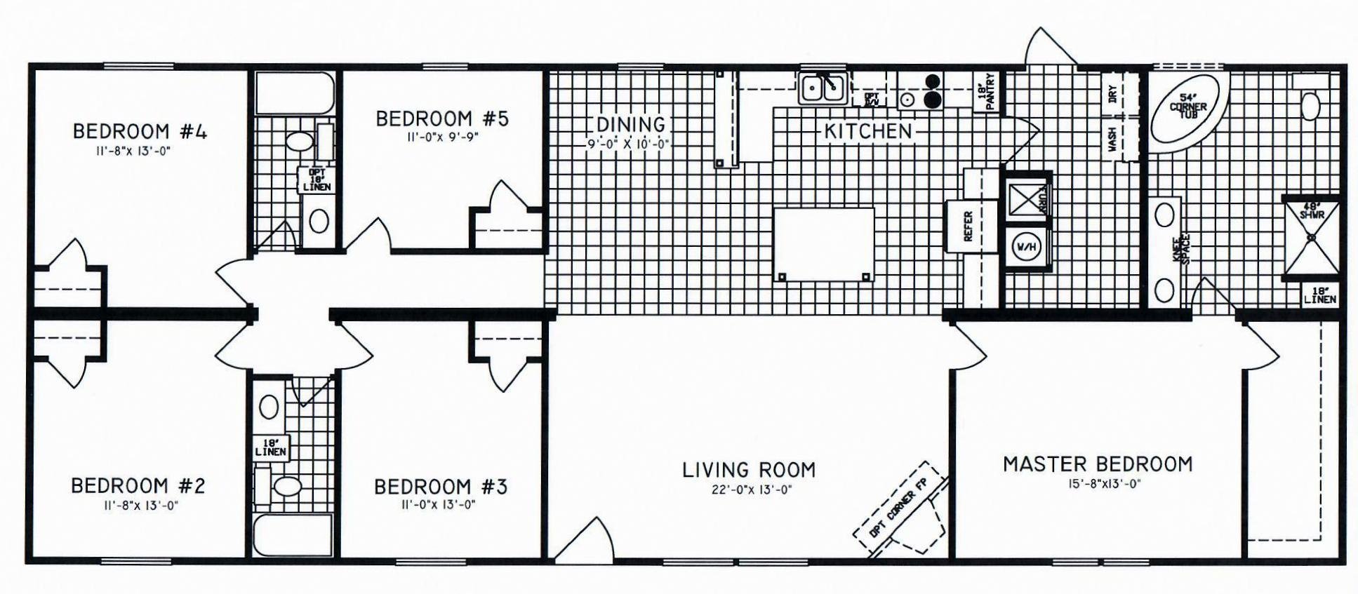 3 bedroom mobile home floor plan