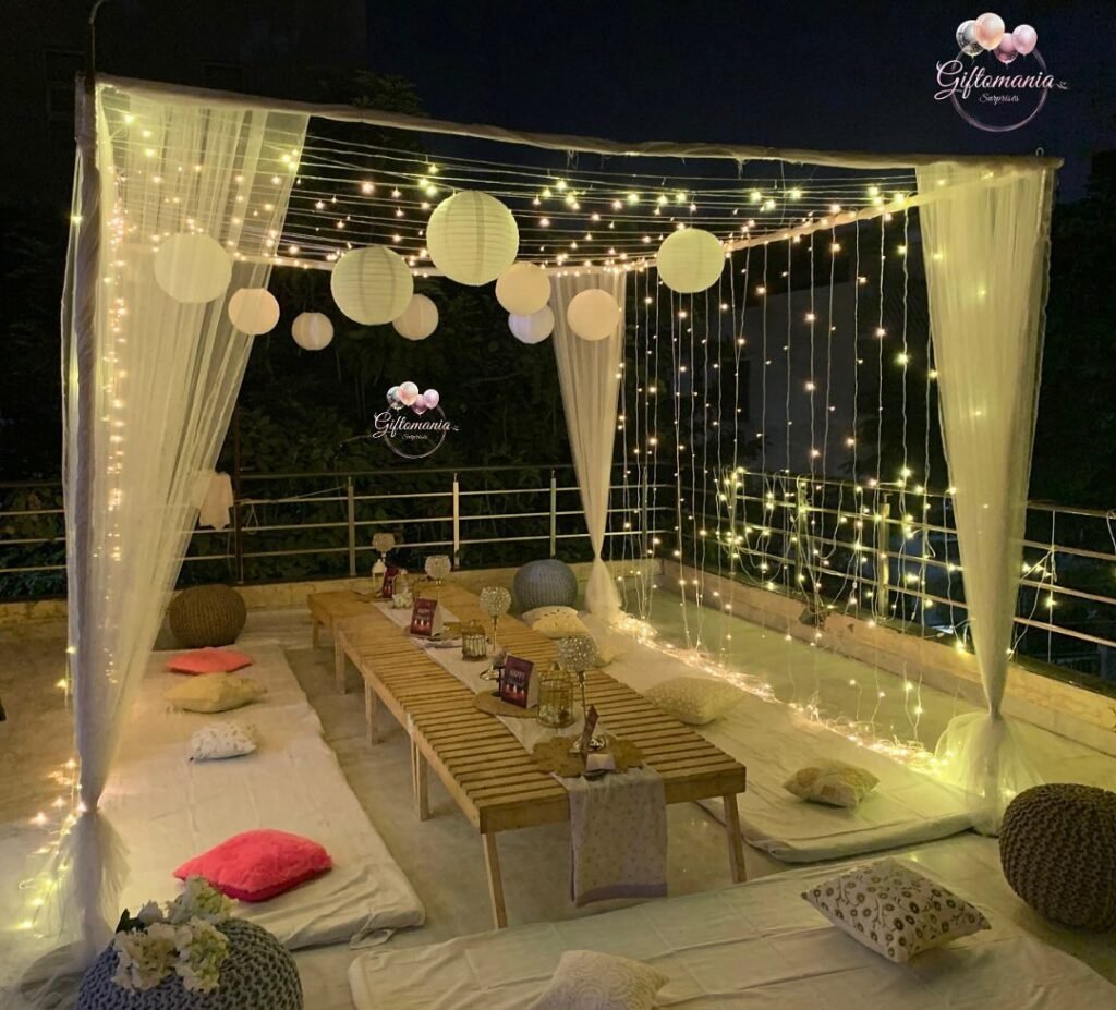 simple birthday decoration at home terrace